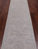 Ivory Peshawar Washed Out Hand-Knotted Wool Runner Rug - 2' 6" X 11' 2"