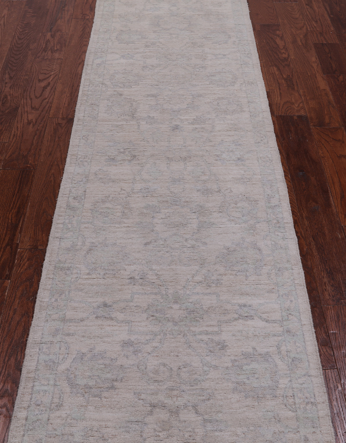 Ivory Peshawar Washed Out Hand-Knotted Wool Runner Rug - 2' 6" X 11' 2"