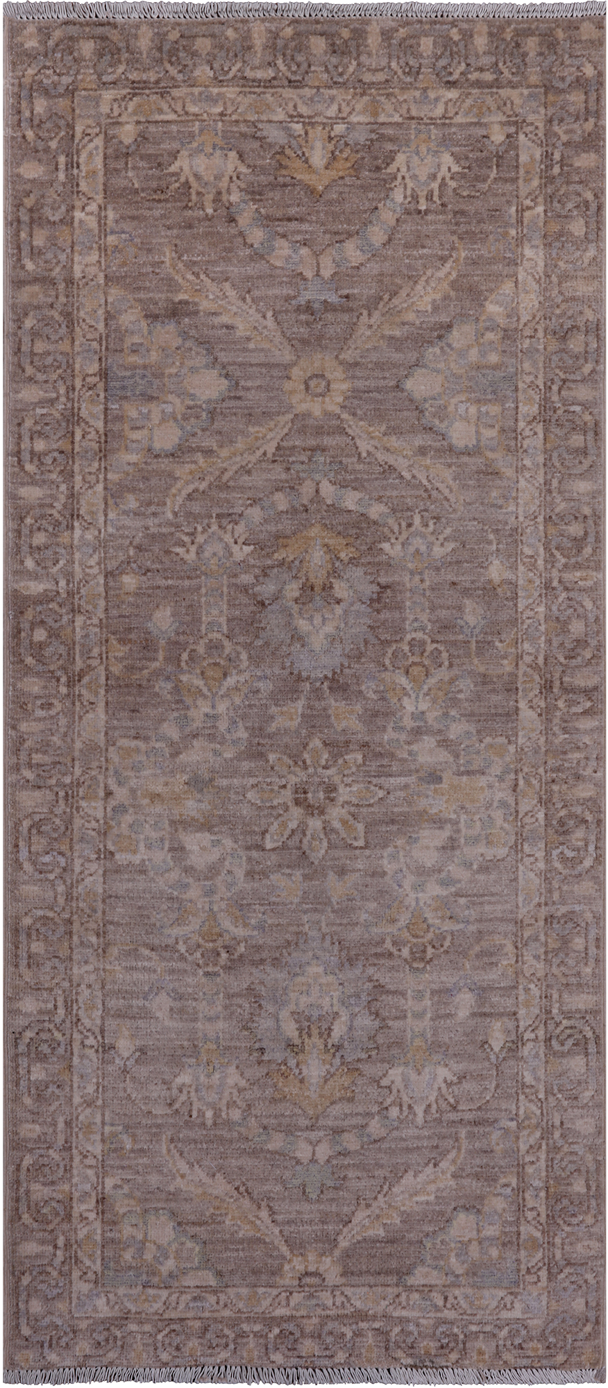 Grey Peshawar Washed Out Handmade Wool Runner Rug - 2' 6" X 5' 8"
