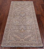 Grey Peshawar Washed Out Handmade Wool Runner Rug - 2' 6" X 5' 8"