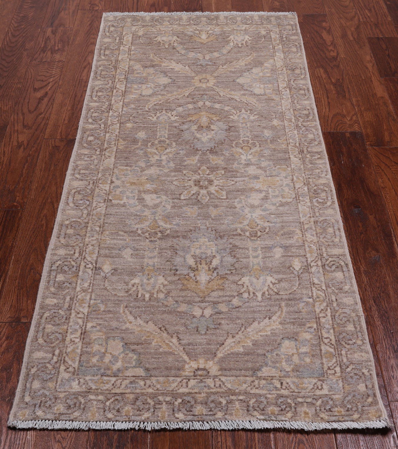 Grey Peshawar Washed Out Handmade Wool Runner Rug - 2' 6" X 5' 8"