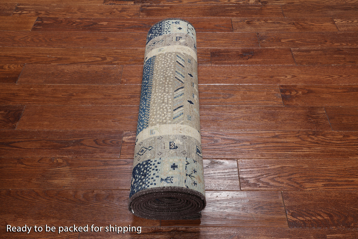 Tribal Persian Gabbeh Handmade Wool Runner Rug - 2' 9" X 15' 0"