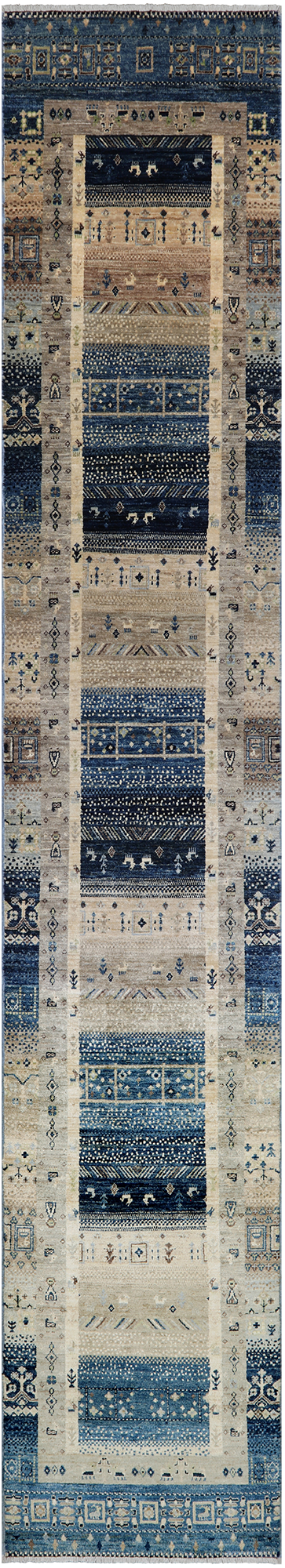 Tribal Persian Gabbeh Handmade Wool Runner Rug - 2' 9" X 15' 0"