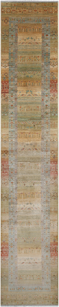 Tribal Persian Gabbeh Hand Knotted Wool Runner Rug - 2' 9" X 15' 1"