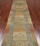 Tribal Persian Gabbeh Hand Knotted Wool Runner Rug - 2' 9" X 15' 1"