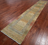 Tribal Persian Gabbeh Hand Knotted Wool Runner Rug - 2' 9" X 15' 1"