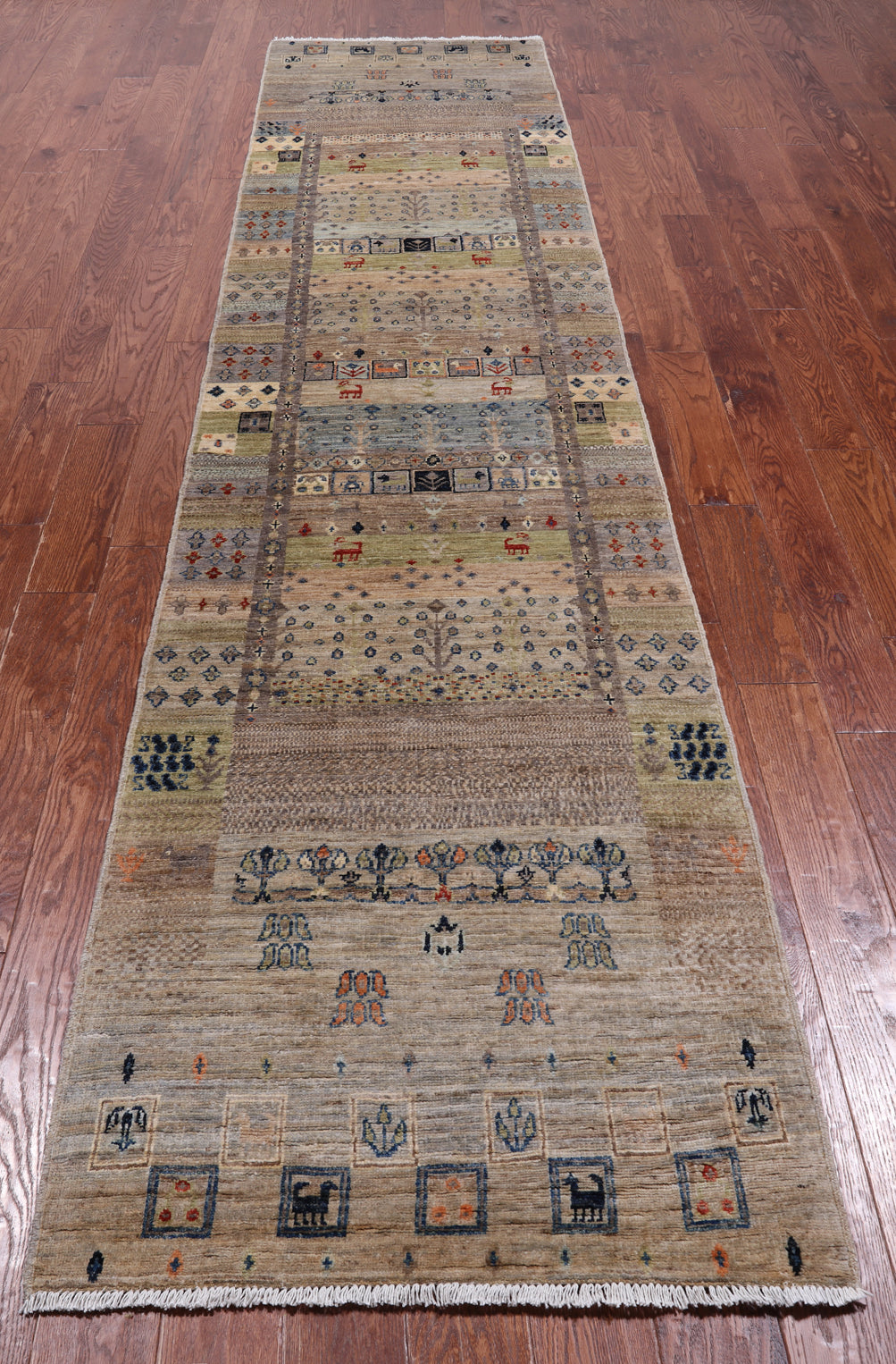 Tribal Persian Gabbeh Hand-Knotted Wool Runner Rug - 2' 10" X 12' 6"