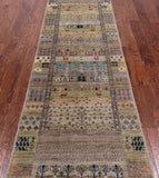 Tribal Persian Gabbeh Hand-Knotted Wool Runner Rug - 2' 10" X 12' 6"