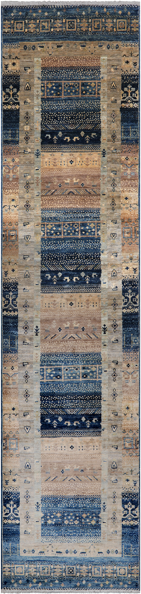 Tribal Persian Gabbeh Handmade Wool Runner Rug - 2' 9" X 11' 7"