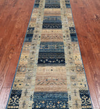 Tribal Persian Gabbeh Handmade Wool Runner Rug - 2' 9" X 11' 7"