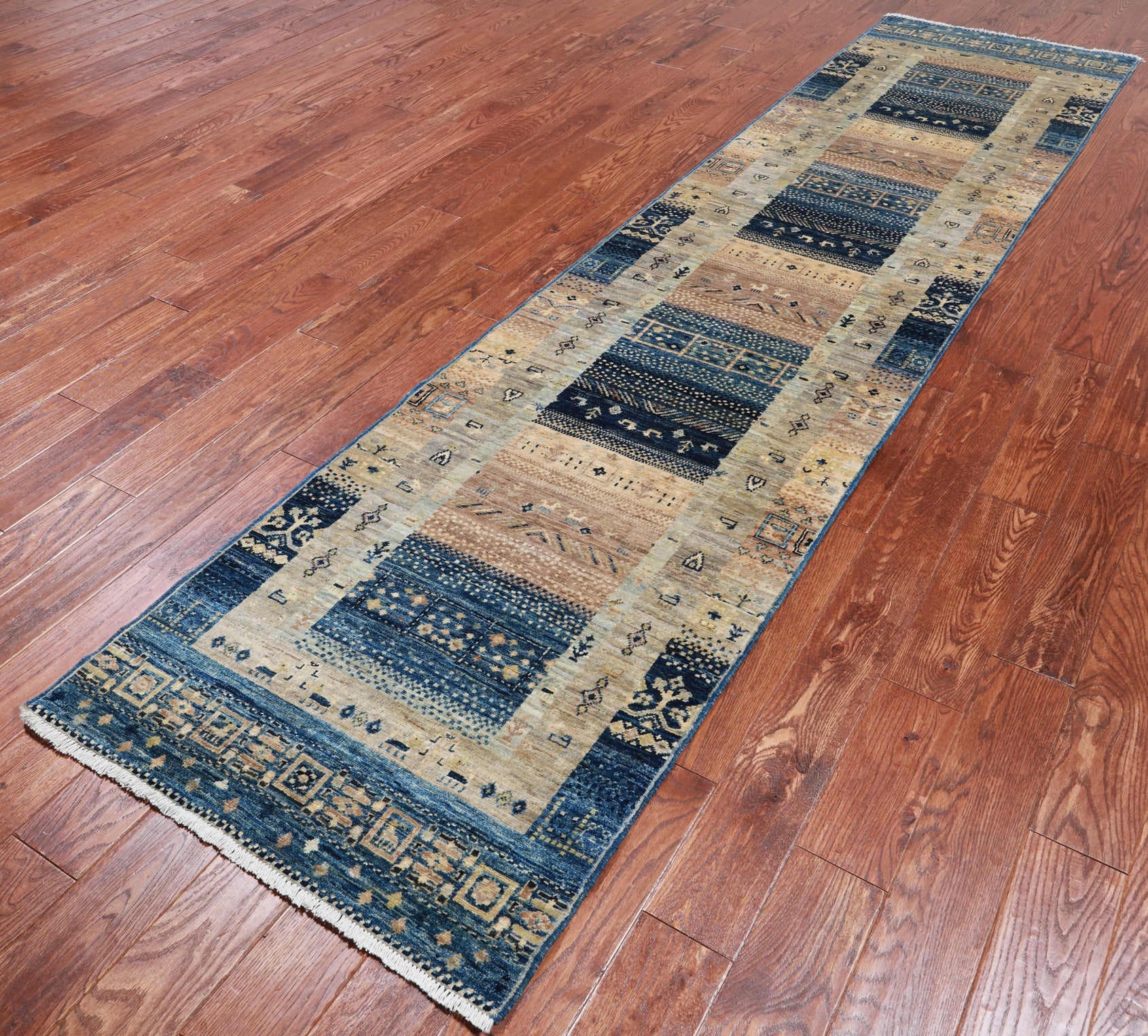 Tribal Persian Gabbeh Handmade Wool Runner Rug - 2' 9" X 11' 7"