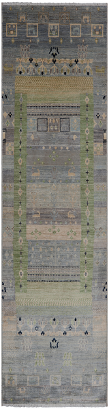 Tribal Persian Gabbeh Handmade Wool Runner Rug - 2' 6" X 9' 5"