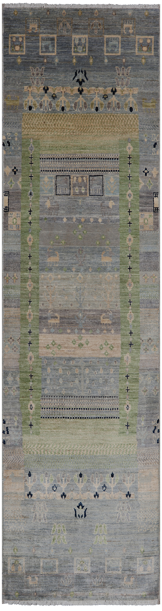 Tribal Persian Gabbeh Handmade Wool Runner Rug - 2' 6" X 9' 5"