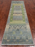 Tribal Persian Gabbeh Handmade Wool Runner Rug - 2' 6" X 9' 5"