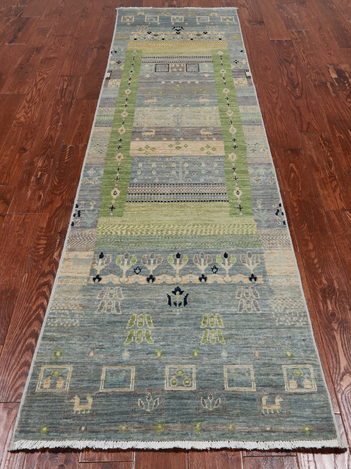 Tribal Persian Gabbeh Handmade Wool Runner Rug - 2' 6" X 9' 5"