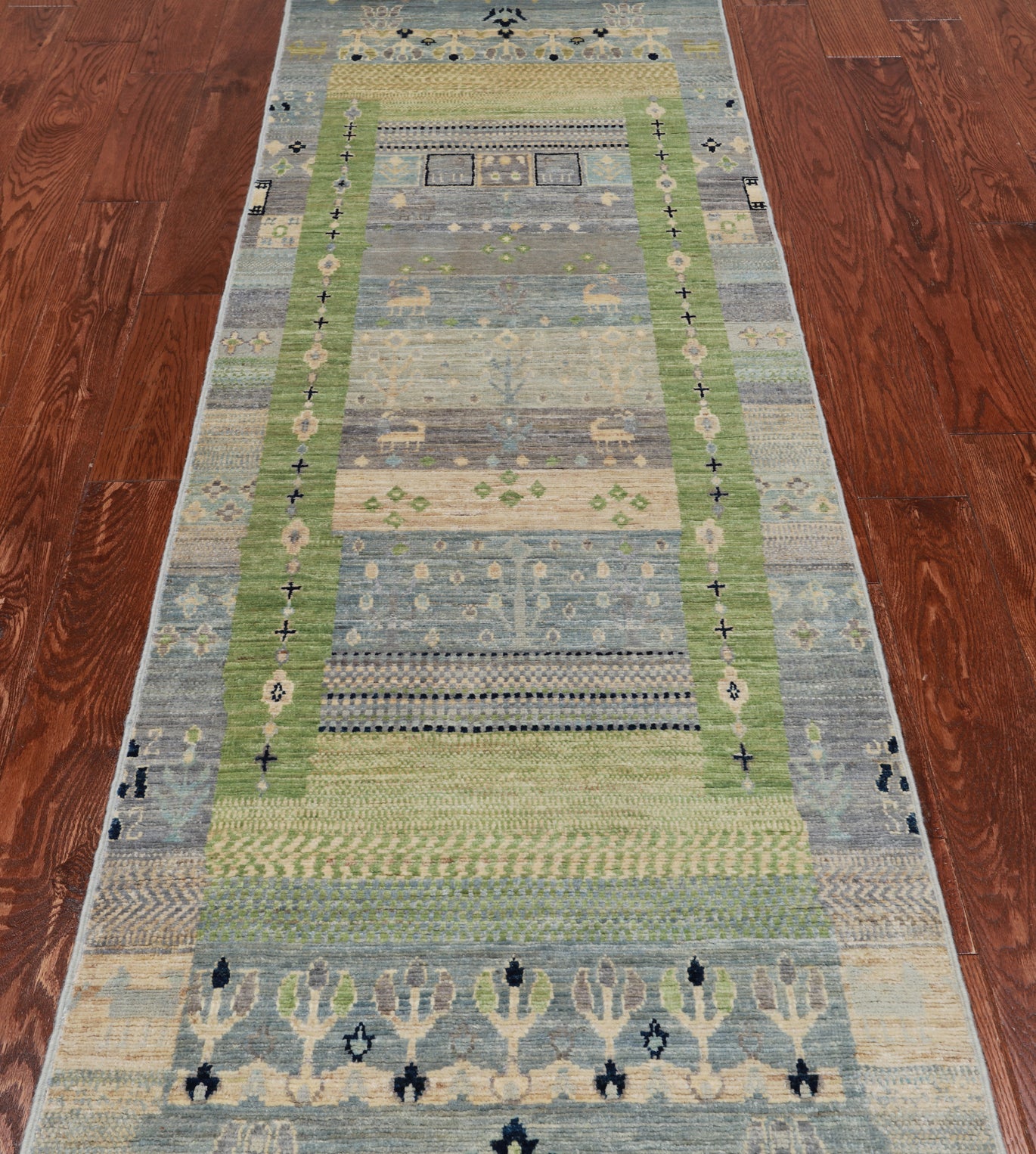 Tribal Persian Gabbeh Handmade Wool Runner Rug - 2' 6" X 9' 5"