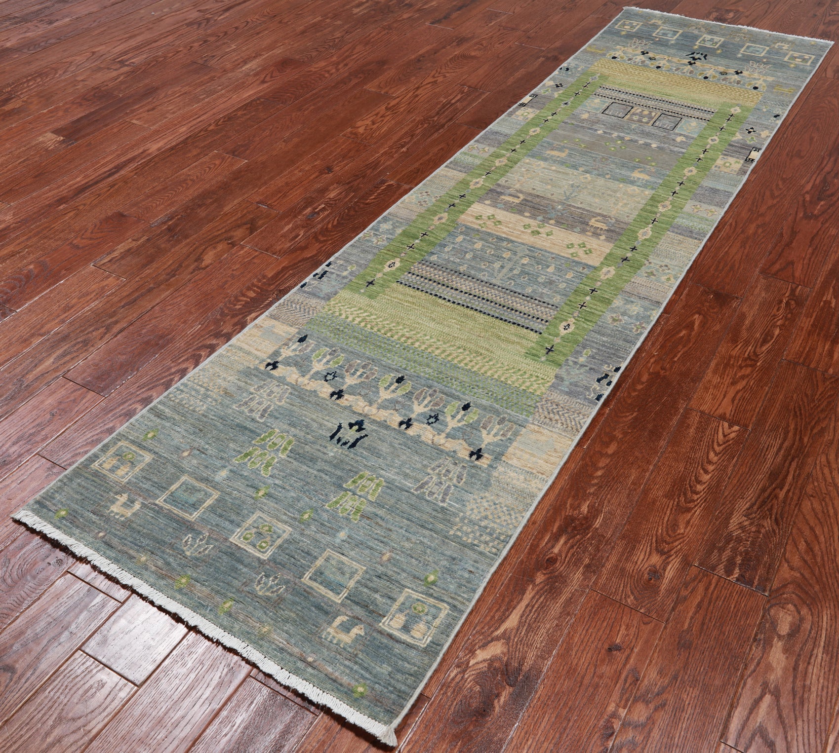 Tribal Persian Gabbeh Handmade Wool Runner Rug - 2' 6" X 9' 5"
