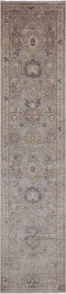 Silver Peshawar Washed Out Handmade Wool Runner Rug - 2' 7" X 11' 5"