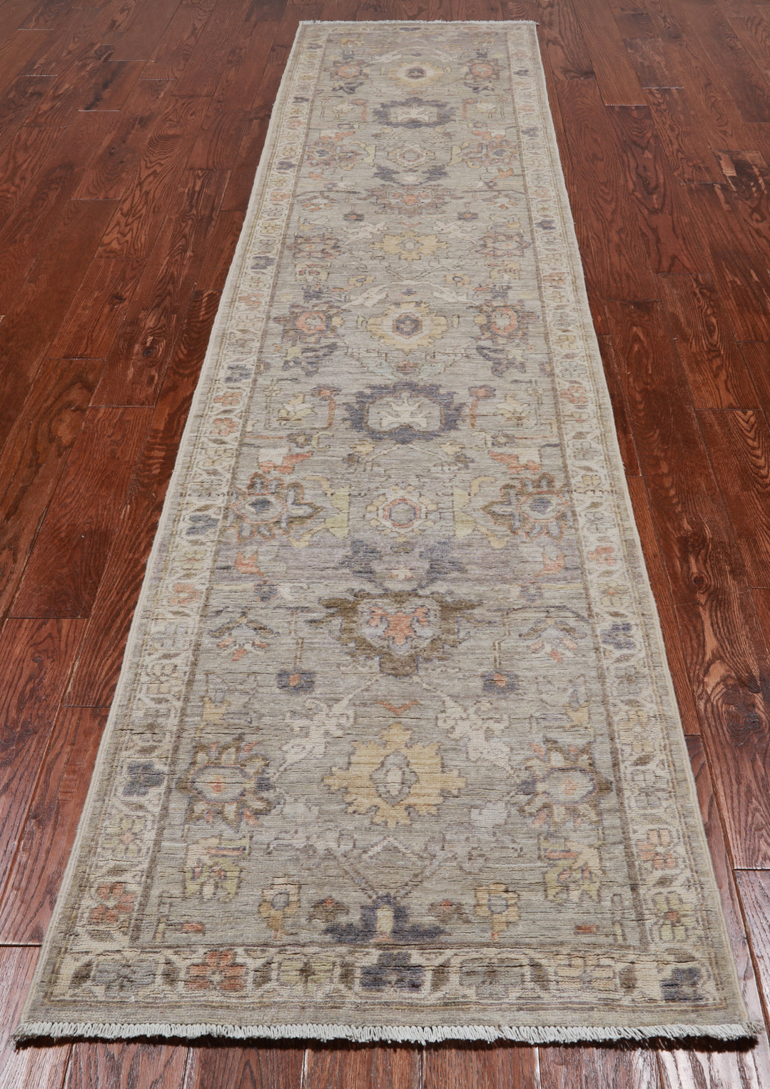 Silver Peshawar Washed Out Handmade Wool Runner Rug - 2' 7" X 11' 5"