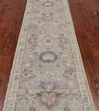Silver Peshawar Washed Out Handmade Wool Runner Rug - 2' 7" X 11' 5"