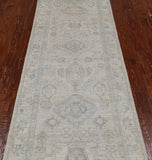 Silver Peshawar Washed Out Hand-Knotted Wool Runner Rug - 2' 8" X 8' 7"
