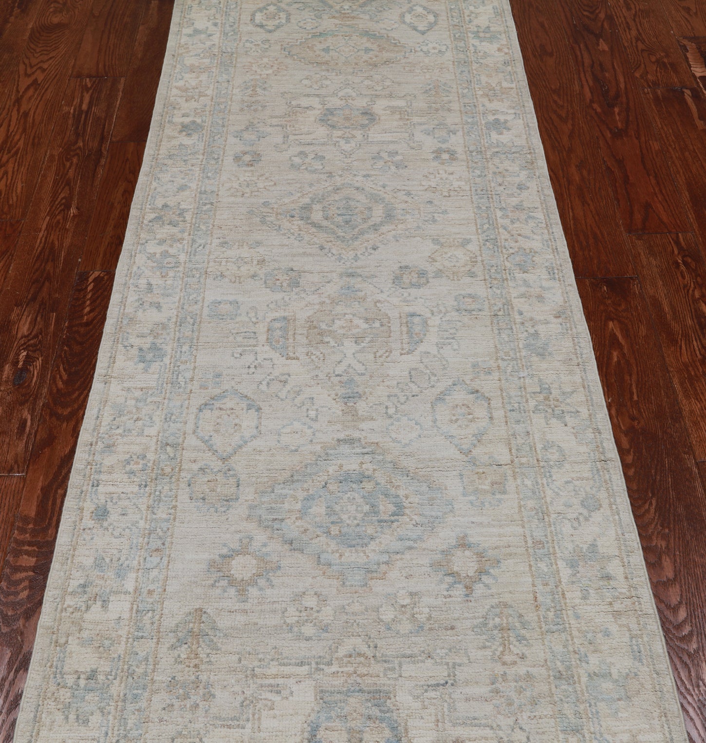 Silver Peshawar Washed Out Hand-Knotted Wool Runner Rug - 2' 8" X 8' 7"