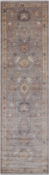 Silver Peshawar Washed Out Hand-Knotted Wool Runner Rug - 2' 10" X 10' 2"