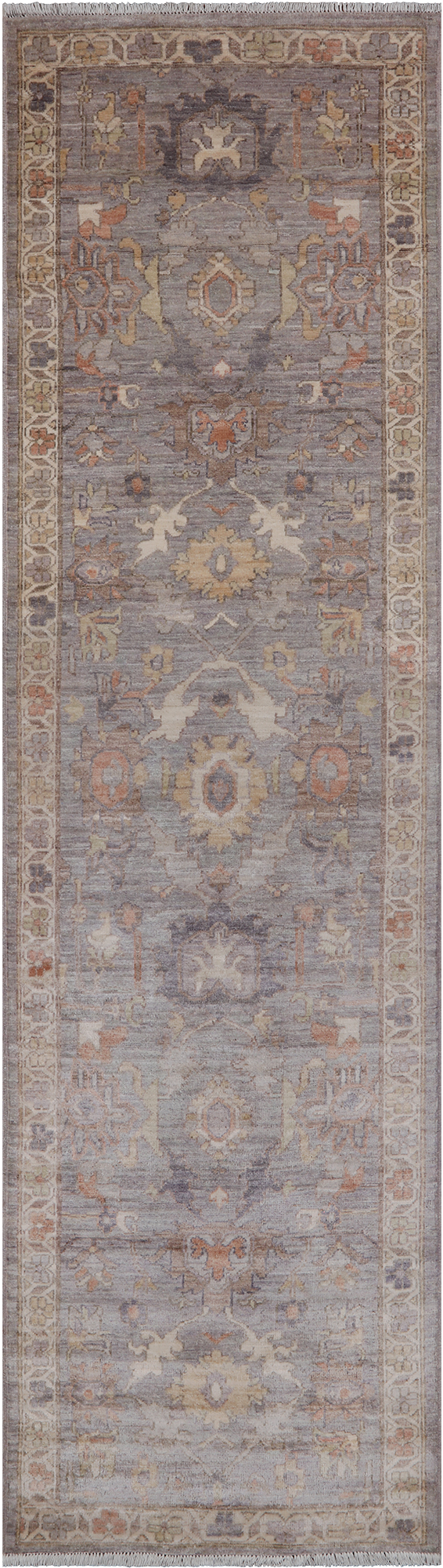 Silver Peshawar Washed Out Hand-Knotted Wool Runner Rug - 2' 10" X 10' 2"