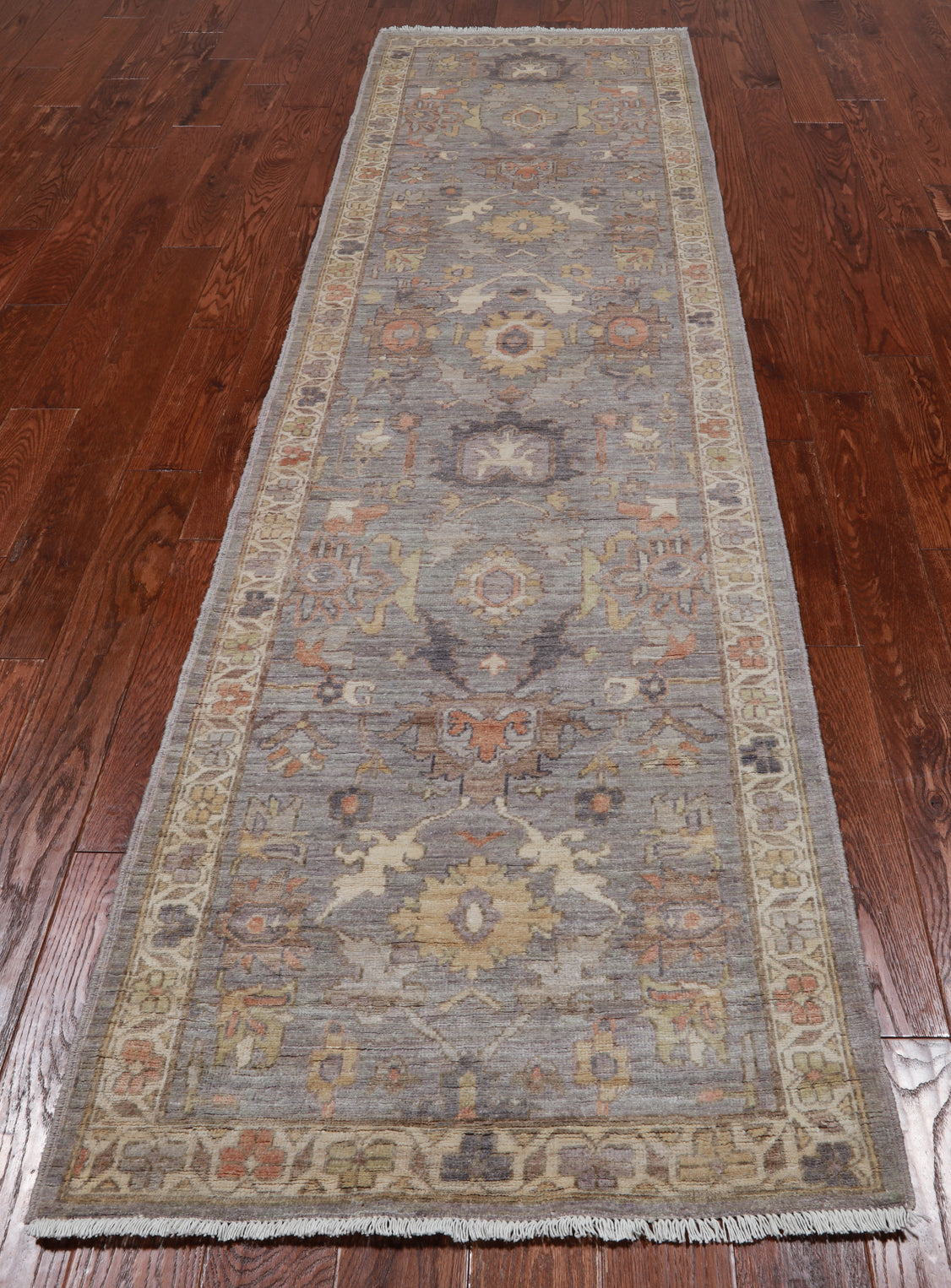 Silver Peshawar Washed Out Hand-Knotted Wool Runner Rug - 2' 10" X 10' 2"