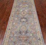 Silver Peshawar Washed Out Hand-Knotted Wool Runner Rug - 2' 10" X 10' 2"