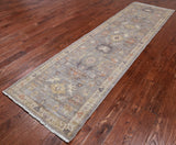 Silver Peshawar Washed Out Hand-Knotted Wool Runner Rug - 2' 10" X 10' 2"