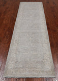 Silver Peshawar Washed Out Hand Knotted Wool Runner Rug - 2' 5" X 7' 10"