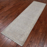 Silver Peshawar Washed Out Hand Knotted Wool Runner Rug - 2' 5" X 7' 10"
