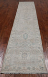 Silver Peshawar Washed Out Hand Knotted Wool Runner Rug - 2' 7" X 11' 5"