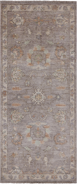 Silver Peshawar Washed Out Handmade Wool Runner Rug - 2' 5" X 5' 6"