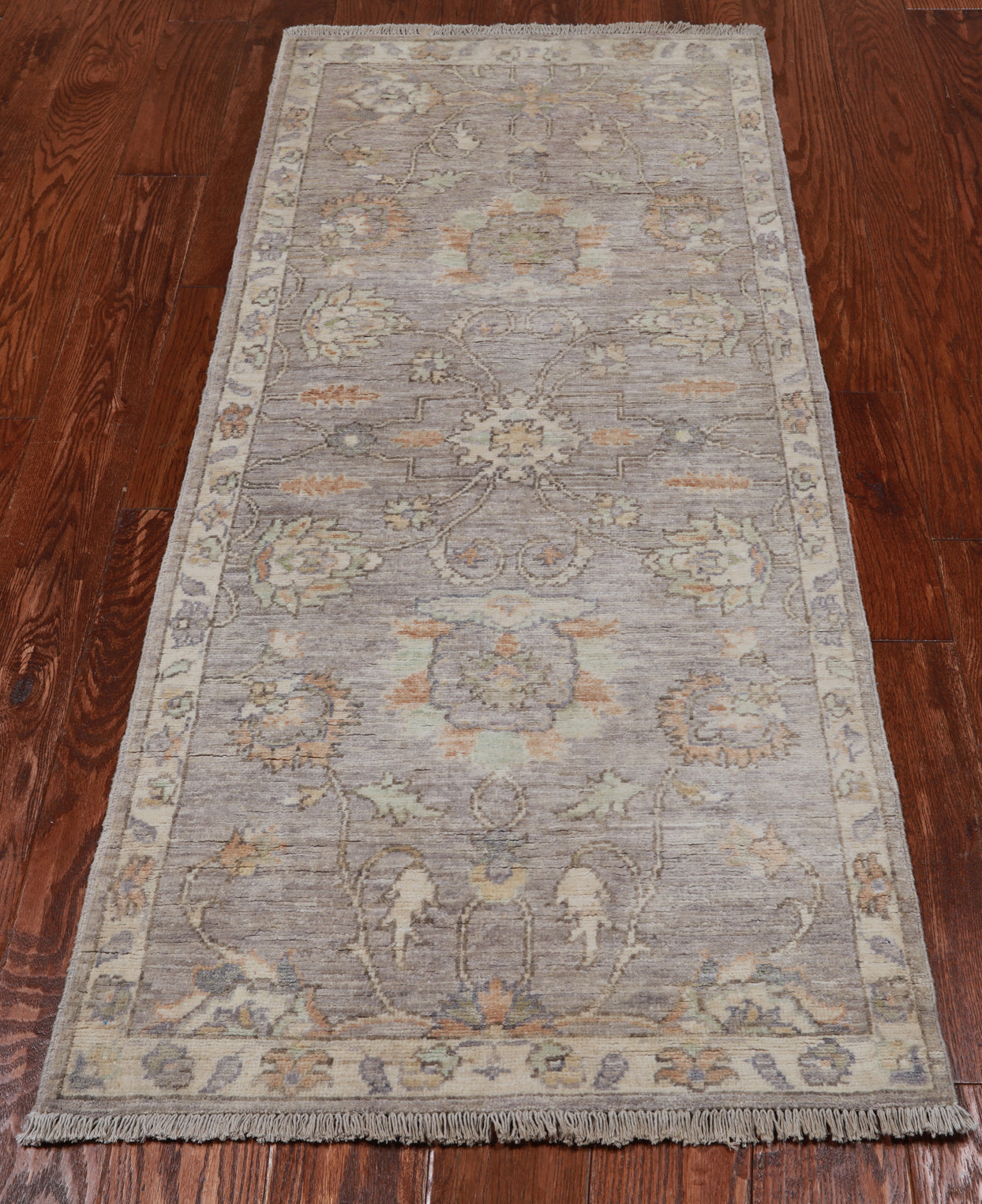 Silver Peshawar Washed Out Handmade Wool Runner Rug - 2' 5" X 5' 6"