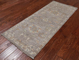 Silver Peshawar Washed Out Handmade Wool Runner Rug - 2' 5" X 5' 6"