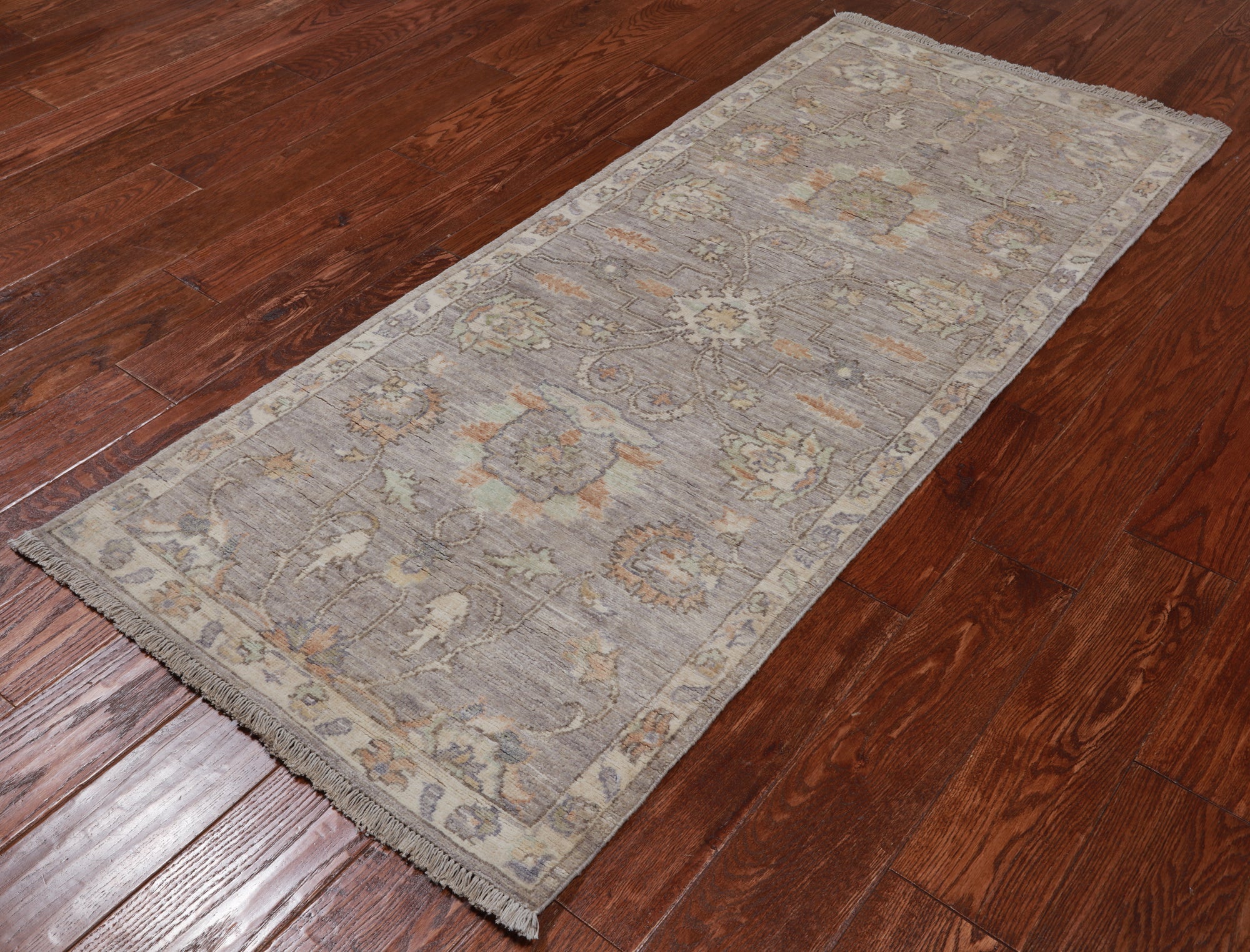 Silver Peshawar Washed Out Handmade Wool Runner Rug - 2' 5" X 5' 6"