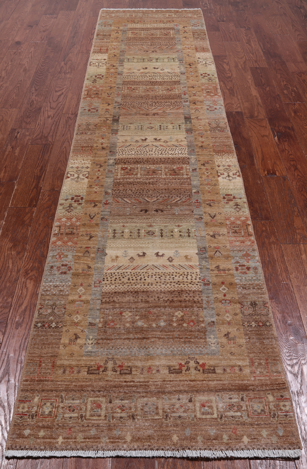 Tribal Persian Gabbeh Hand-Knotted Wool Runner Rug - 2' 8" X 11' 7"