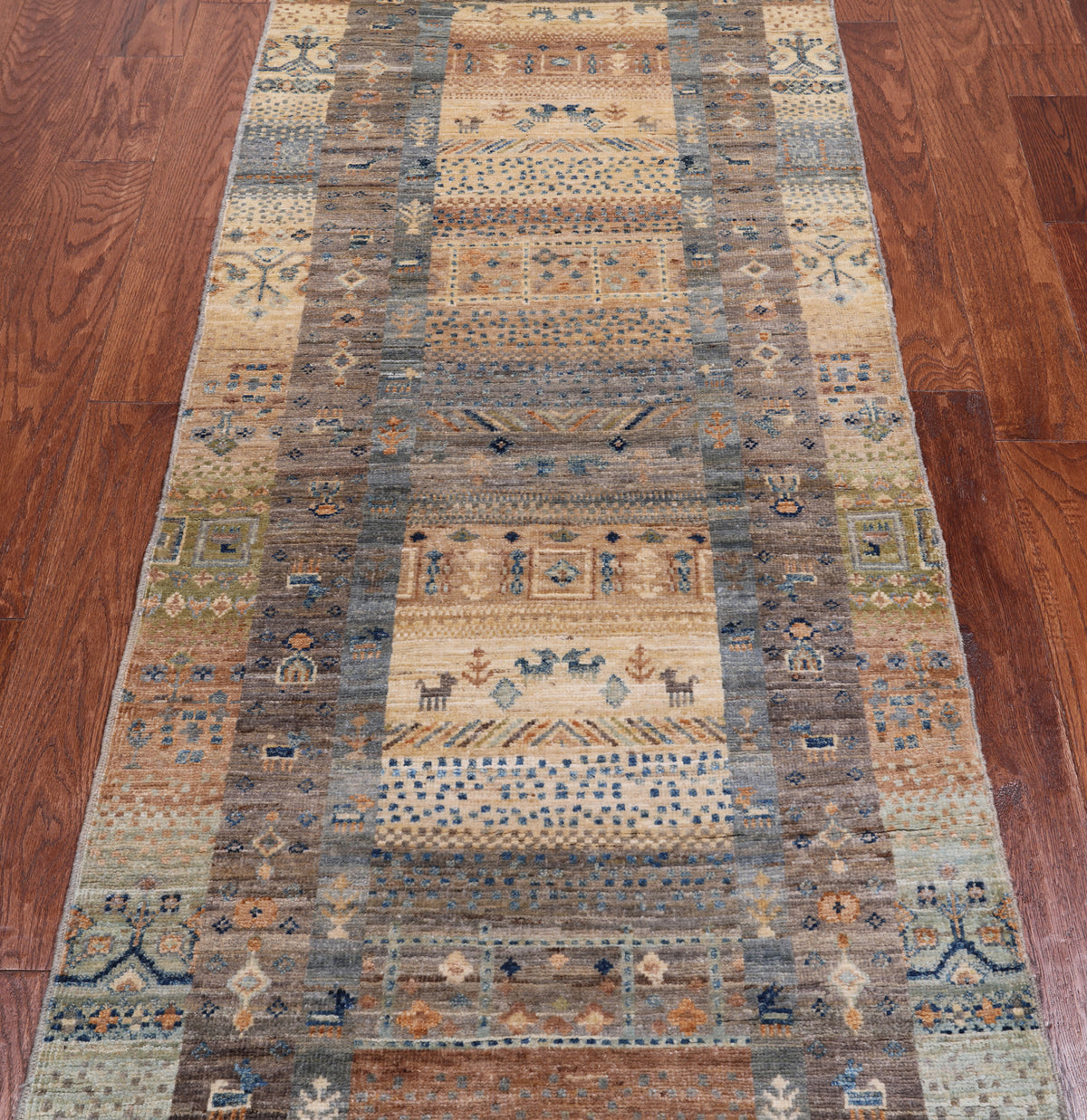 Tribal Persian Gabbeh Hand-Knotted Wool Runner Rug - 2' 8" X 7' 7"