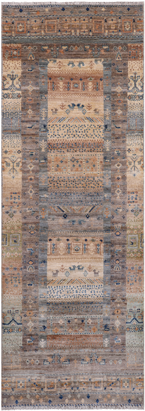 Tribal Persian Gabbeh Hand-Knotted Wool Runner Rug - 2' 8" X 7' 7"