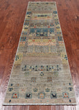Tribal Persian Gabbeh Hand-Knotted Wool Runner Rug - 2' 7" X 9' 6"