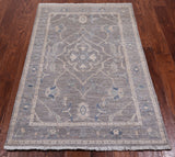 Grey Washed Out Peshawar Handmade Wool Rug - 2' 11" X 4' 8"