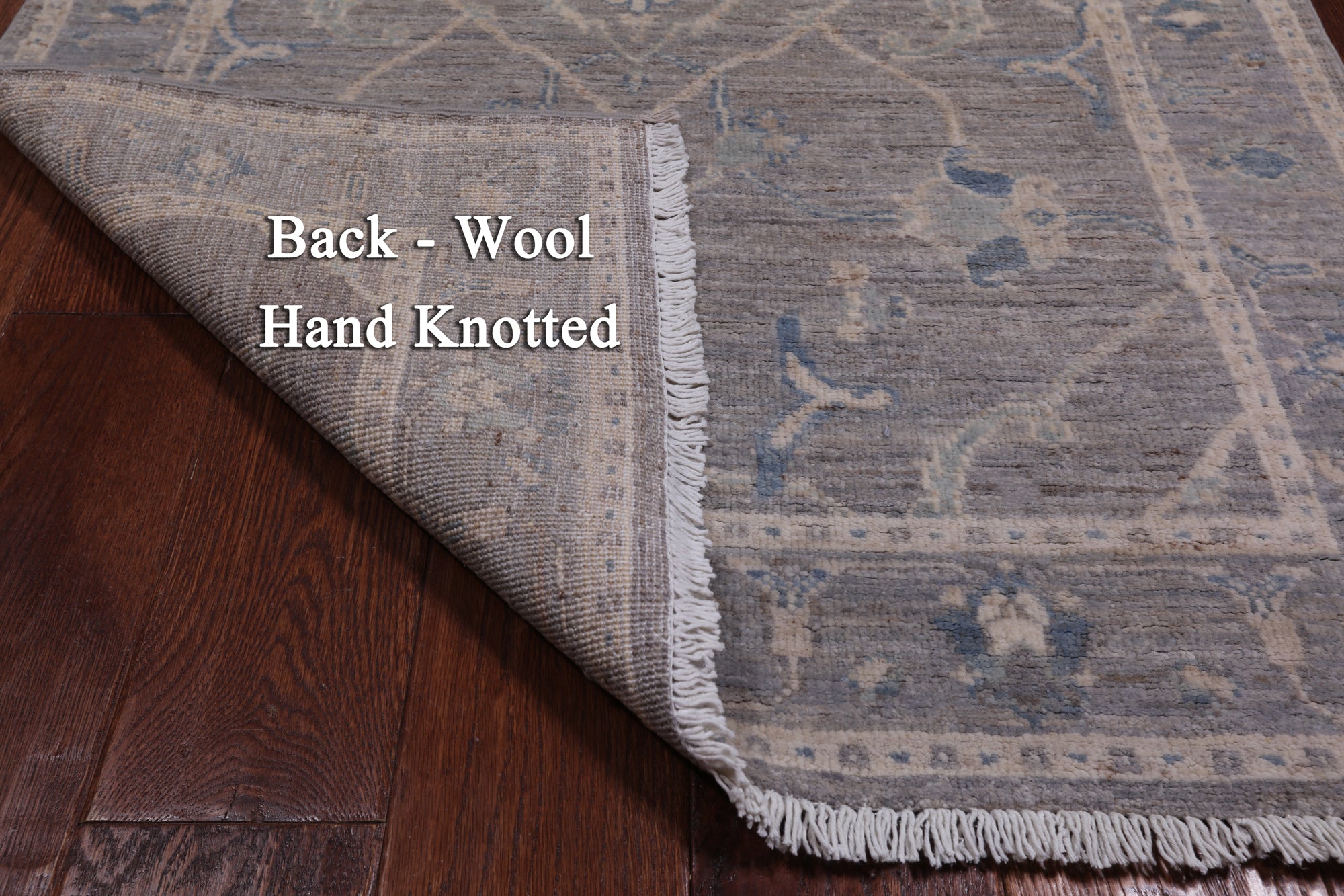 Grey Washed Out Peshawar Handmade Wool Rug - 2' 11" X 4' 8"