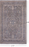 Grey Washed Out Peshawar Handmade Wool Rug - 2' 11" X 4' 8"