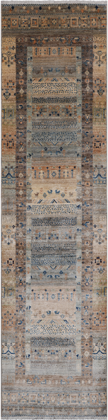 Tribal Persian Gabbeh Hand Knotted Wool Runner Rug - 2' 6" X 9' 7"