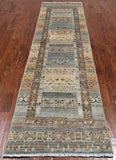 Tribal Persian Gabbeh Hand Knotted Wool Runner Rug - 2' 6" X 9' 7"