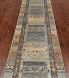 Tribal Persian Gabbeh Hand Knotted Wool Runner Rug - 2' 6" X 9' 7"