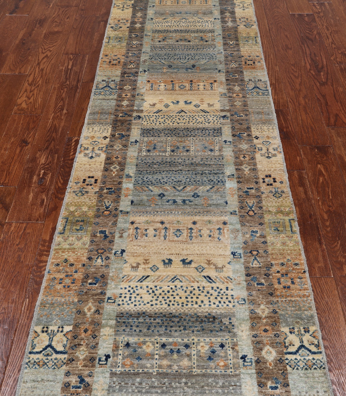 Tribal Persian Gabbeh Hand Knotted Wool Runner Rug - 2' 6" X 9' 7"