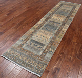 Tribal Persian Gabbeh Hand Knotted Wool Runner Rug - 2' 6" X 9' 7"